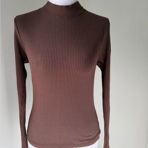 Stateside Chocolate Ribbed Long Sleeve Top
